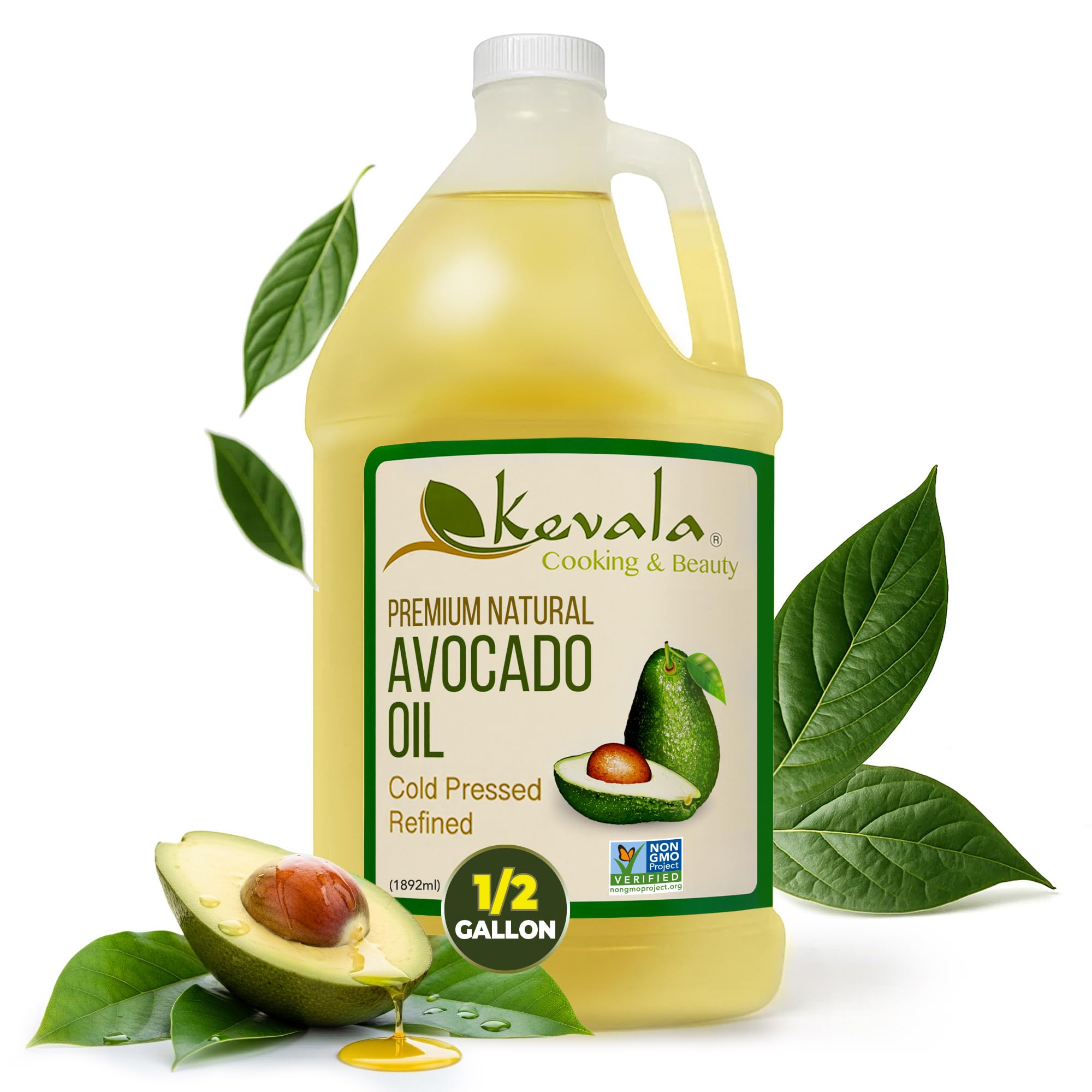 Kevala Cold-Pressed Avocado Oil, Glass Bottle